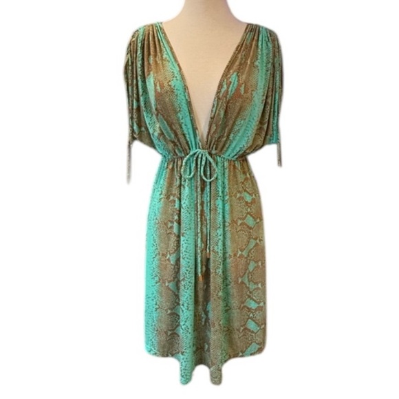 ViX by Paula Hermanny Other - ViX by Paula Hermanny Snakeskin Print Beach Coverup Drawstring Deep V Neck Large
